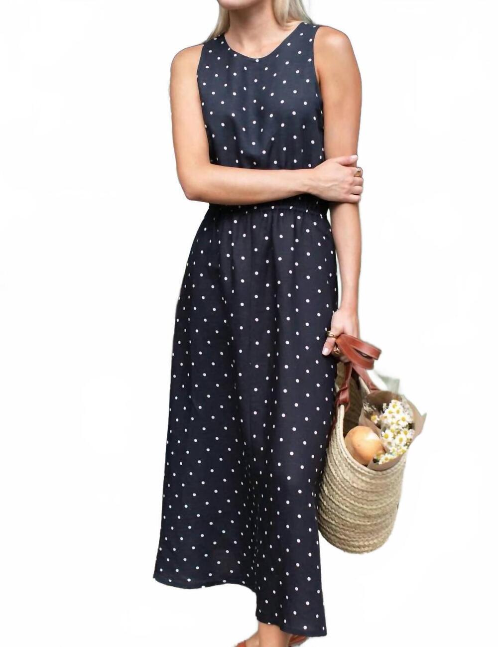 NEW EMERSON FRY atelier sleeveless sundress in small dots tuxedo + ivory